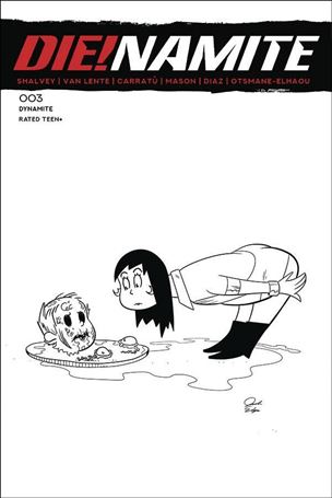 Die!namite issue 3-K Vincenzo Carratu 1:7 Black & White Dr. Seuss Cover