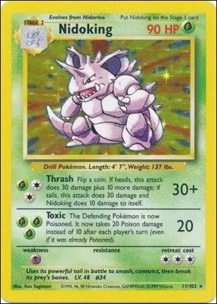 Pokemon (Base Set) card 11/102-C Nidoking (Holo) Unlimited