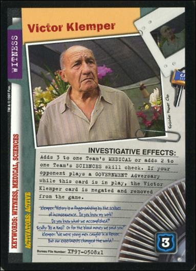 X-Files: 101361 (Base Set) card XF97-0508x1 Victor Klemper