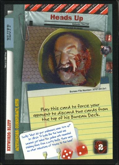 X-Files: 101361 (Base Set) card XF97-0413x1 Heads Up