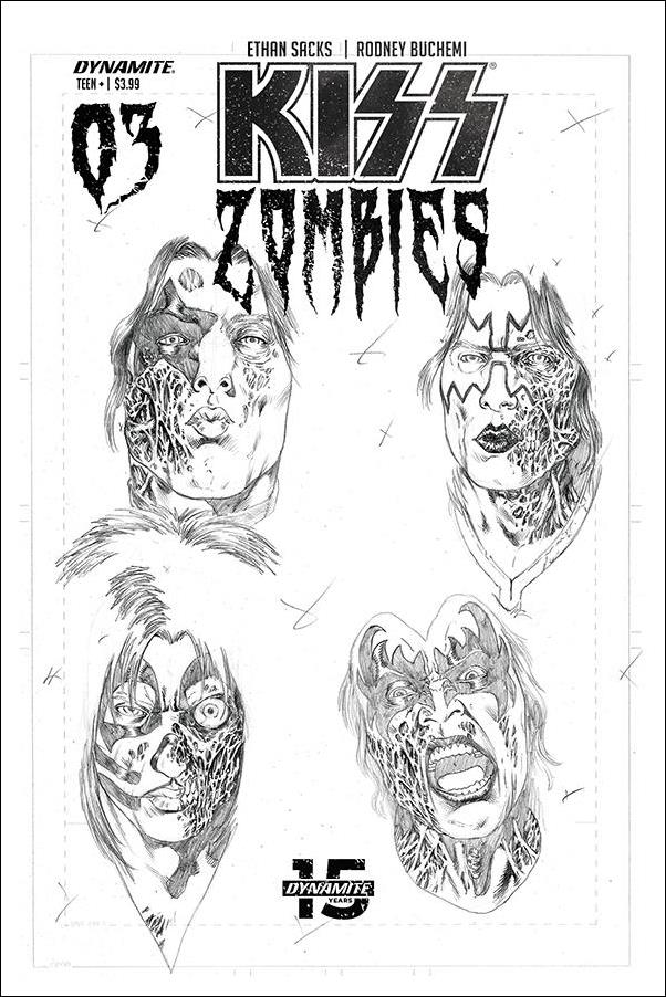 Kiss Zombies issue 3-H Rodney Buchemi 1:11 Pencil Art Cover