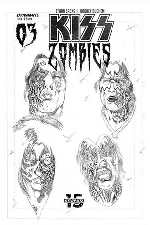 Kiss Zombies issue 3-H Rodney Buchemi 1:11 Pencil Art Cover