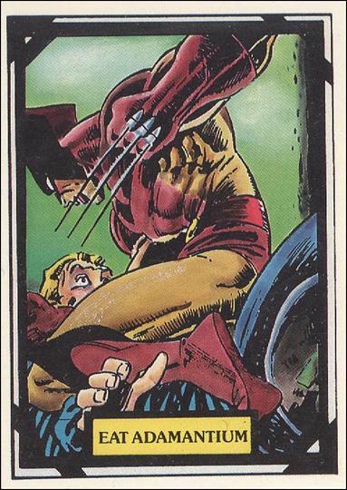 Wolverine Trivia (Base Set) card 28 Eat Adamantium