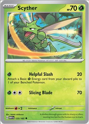 Pokemon: Scarlet & Violet - 151 (Base Set) card 123/165-B Scyther (Reverse Holofoil)