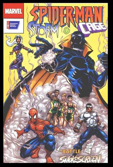 Spider-Man, Storm and Luke Cage issue 1-E Small ACS Logo in white box.