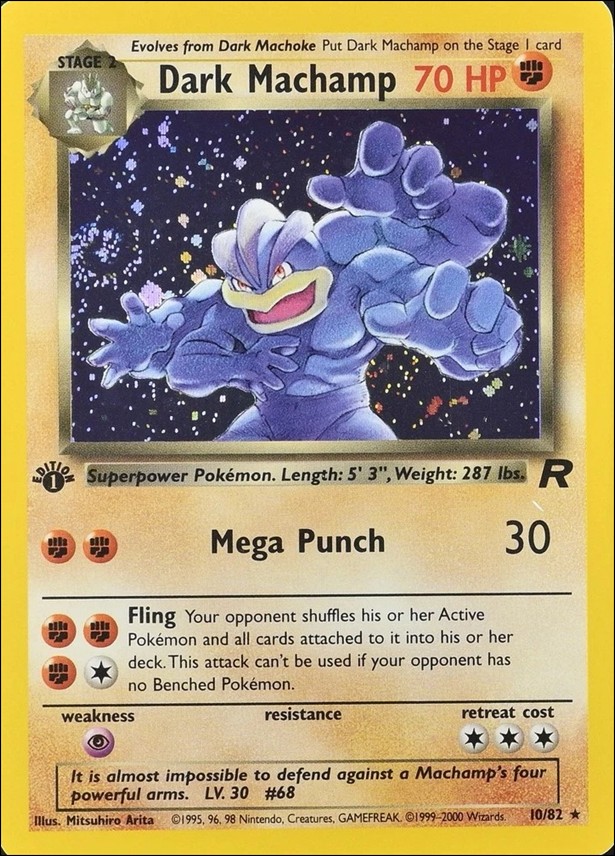 Pokemon: Team Rocket (Base Set) card 10 Dark Machamp (Holo) - 1st Edition