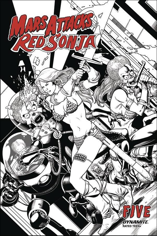 Mars Attacks Red Sonja issue 5-E Barry Kitson 1:10 Black & White Cover