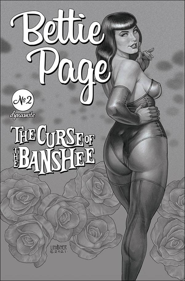 Bettie Page: The Curse of the Banshee issue 2-S Joseph Michael Linsner 1:50 Black & White Cover