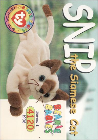Beanie Babies Series 1 (Base Set) card 119 Snip the Siamese Cat