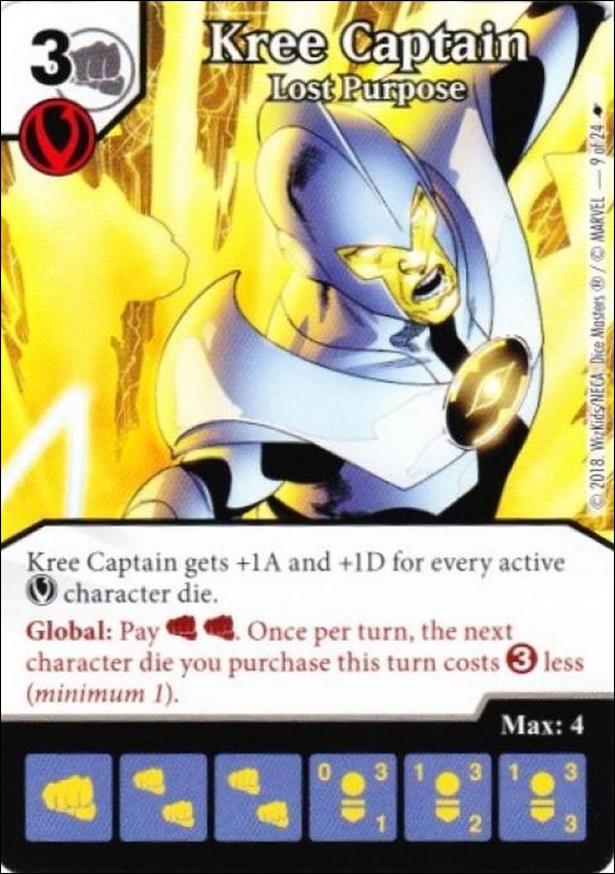 Marvel Dice Master's Kree Invasion Team Pack card 9 Kree Captain - Lost Purpose
