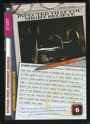 X-Files (Promo) card PR97-02-BBB Infected That You Might Believe