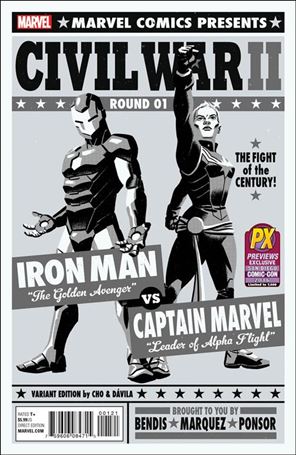 Civil War II issue 1-TK M. Cho SDCC/Previews Fight Poster B&W Cover 1/7500