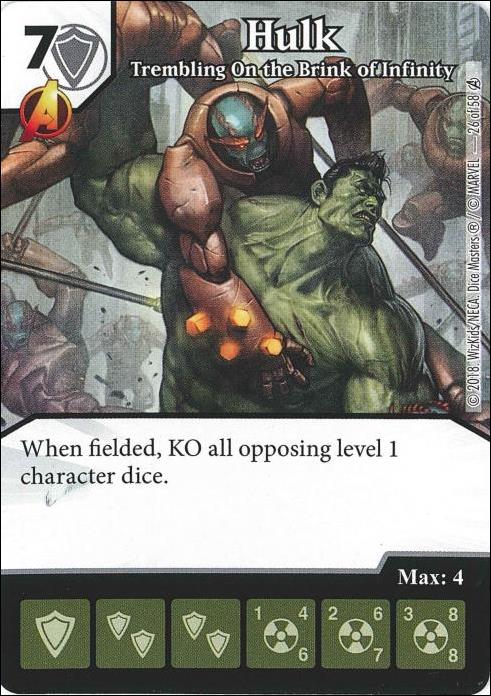 Marvel Dice Masters Avengers Infinity Campaign Box  card 26 Hulk: Trembling On the Brink of Infinity