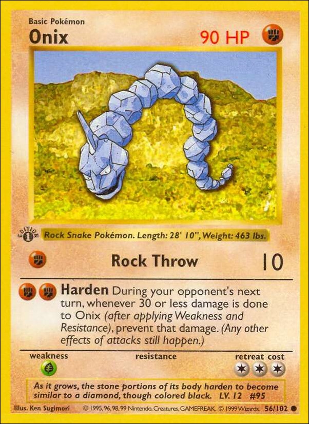 Pokemon (Base Set) card 56/102 Onix (1st Edition) - Shadowless