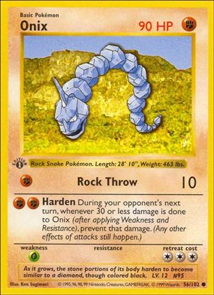 Pokemon (Base Set) card 56/102 Onix (1st Edition) - Shadowless