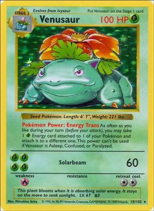 Pokemon (Base Set) card 15/102-B Venusaur (Holo) Unlimited - Shadowless