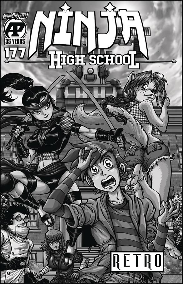 Ninja High School issue 177-B Black & White Retro Cover