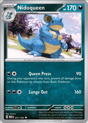 Pokemon: Scarlet & Violet - 151 (Base Set) card 031/165-B Nidoqueen (Reverse Holofoil)
