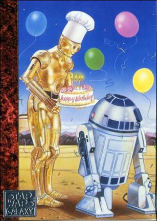 Star Wars Galaxy: Series 1 (Factory Base Set) card 76 Even Droids Celebrate