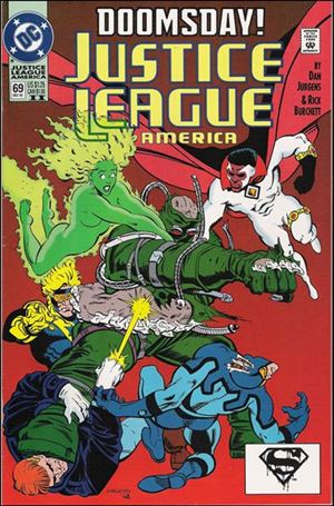 Justice League America issue 69-B Yellow & Blue Logo Cover (2nd Printing)