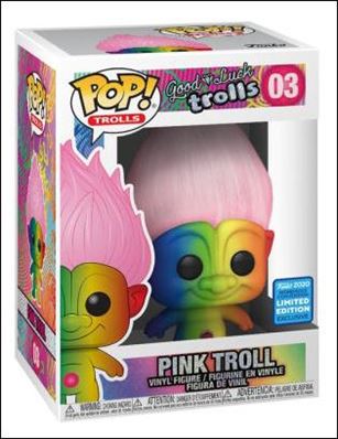 Pop! Trolls figure 3-B Pink Troll (Rainbow 2020 Wondercon Exclusive)