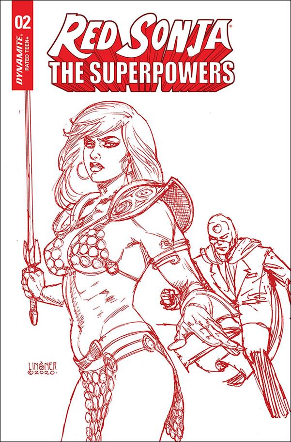 Red Sonja: The Superpowers issue 2-ZA Joseph Michael Linsner Red Line Art Cover