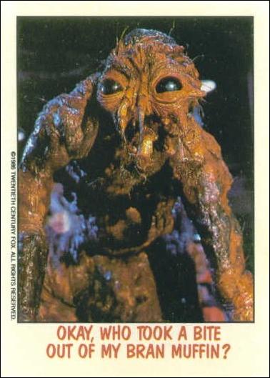 Fright Flicks (Base Set) card 9 "Okay, Who took a bite out of my bran muffin?"