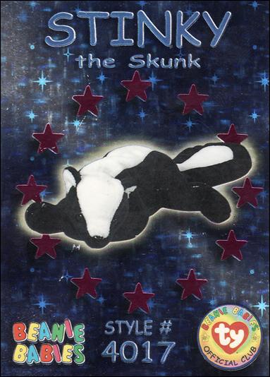 Beanie Babies Series 3 (Wild Subset) card 45-B Stinky the Skunk Purple Stars