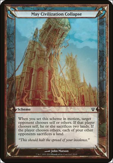 Magic the Gathering: Archenemy (Scheme Subset) card 25 May Civilization Collapse