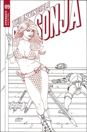 Invincible Red Sonja issue 9-R Joseph Michael Linsner 1:25 Black & White Cover