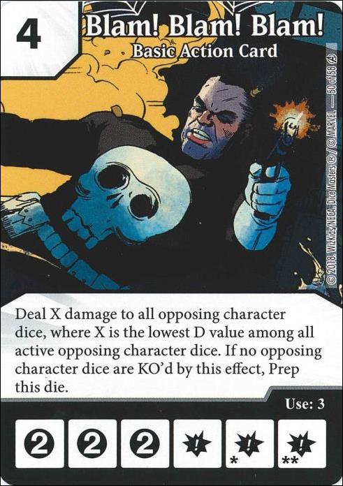 Marvel Dice Masters Avengers Infinity Campaign Box  card 50 Blam! Blam! Blam!: Basic Action Card 