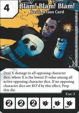Marvel Dice Masters Avengers Infinity Campaign Box  card 50 Blam! Blam! Blam!: Basic Action Card 