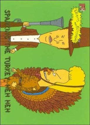 Beavis and Butt-Head (Base Set) card '6919' Spanking the Turkey, heh heh