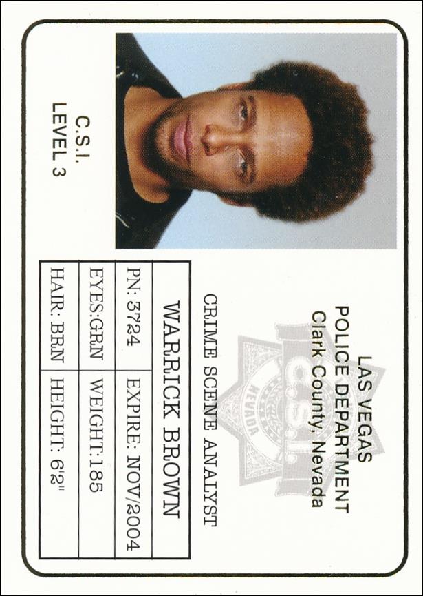 CSI: Crime Scene Investigation - Series Two (Gold Foil Set A) card B3 Warrick Brown ID Badge