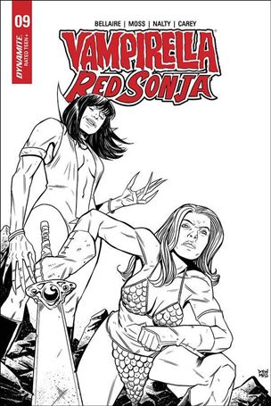 Vampirella / Red Sonja issue 9-I Drew Moss 1:10 Black & White Cover