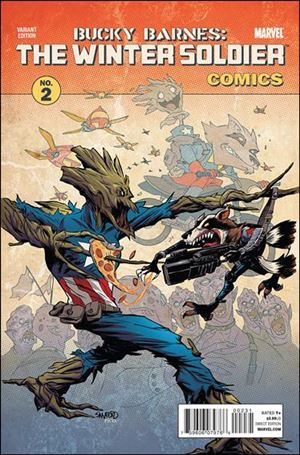 Bucky Barnes: Winter Soldier issue 2-C Sanford Rocket Raccoon and Groot Cover