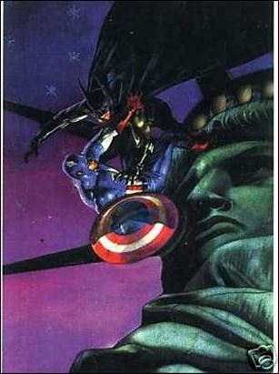 DC Versus Marvel / Marvel Versus DC (Holo F/X Subset) card 3 Captain America vs Batman