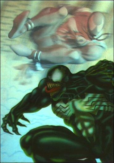 Fleer Ultra Spider-Man (Holoblasts Subset) card 6 Venom vs Scarlet Spider