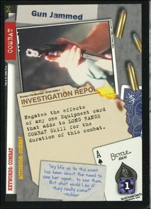 X-Files: Premiere Edition (Base Set) card XF96-0009v1 Gun Jammed