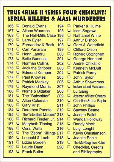 True Crime II (Base Set) card 220 True Crime II Series Four Checklist
