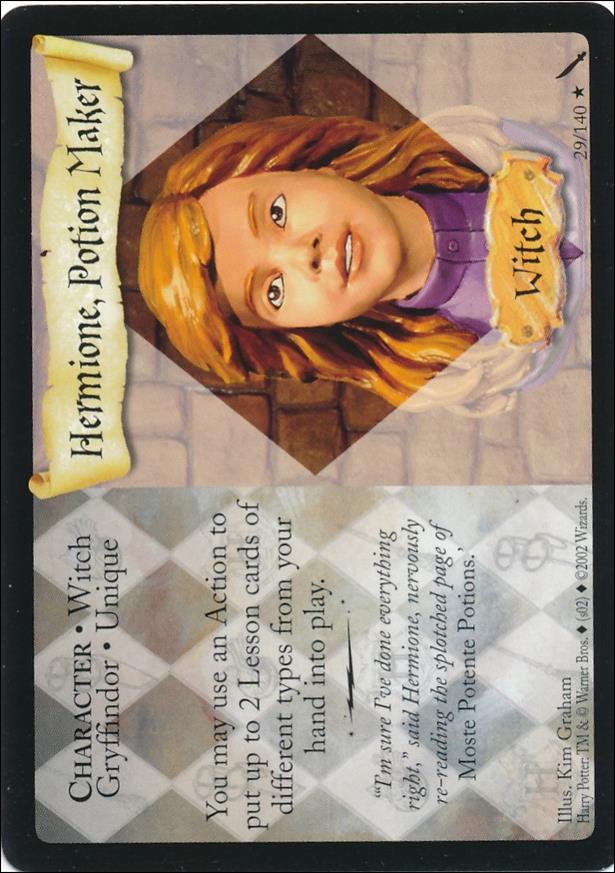 Harry Potter: Chamber of Secrets (Base Set) card 29 Hermione, Potion Maker