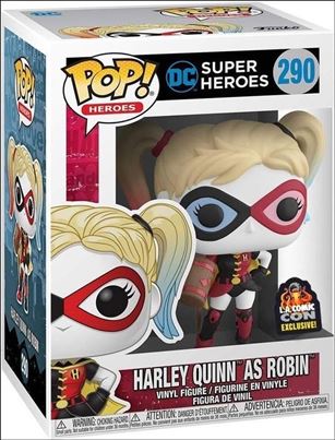 POP! Heroes figure 290 Harley Quinn as Robin LA Comic Con Exclusive