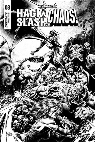 Hack/Slash vs Chaos issue 3-H Kyle Hotz 1:40 Black & White Cover