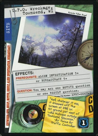 X-Files: The Truth Is Out There (Base Set) card XF97-0067v2 U.F.O. Wreckage, Townsend, WI