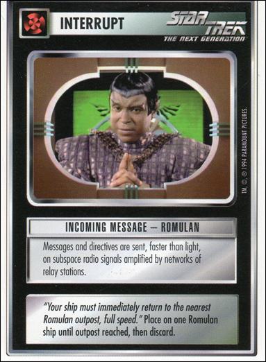 Star Trek: Premiere Unlimited (Base Set) card 122 Incoming Message – Romulan