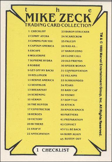 Mike Zeck (Base Set) card 1 Checklist
