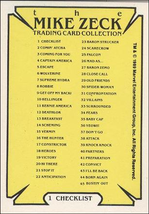 Mike Zeck (Base Set) card 1 Checklist