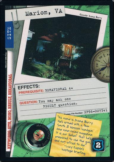 X-Files: Premiere Edition (Base Set) card XF96-0073v1 Marion, VA