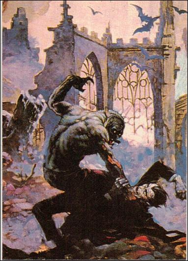 Frazetta (Base Set) card 12 Dracula Meets Wolfman