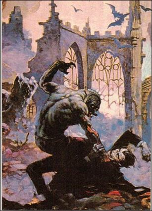 Frazetta (Base Set) card 12 Dracula Meets Wolfman